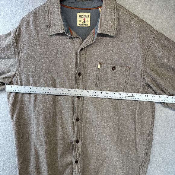 Red Head Brand Workhorse Shirt Mens Size XL Brown Cotton Long Sleeve Button Up - Picture 12 of 16